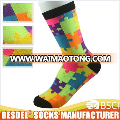 Color Burst Puzzled 3d Cartoon Girl Teen Tube Socks Custom Ankle China Custom Sock Manufacturer